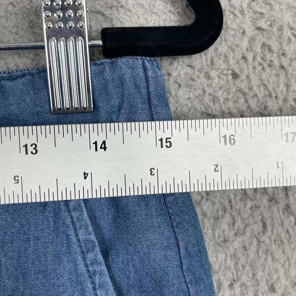 Draper James Skirt Womens Small Blue Chambray A Line Drawstring Pockets Cotton - Picture 9 of 10